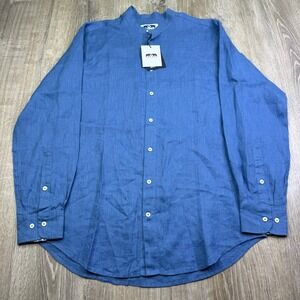 NWT Love Brand & Co Mens Blue Elephant Palace Maycock Linen Shirt Size L